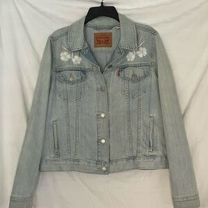 Levi's Floral Embroidered Light Blue Jean Jacket